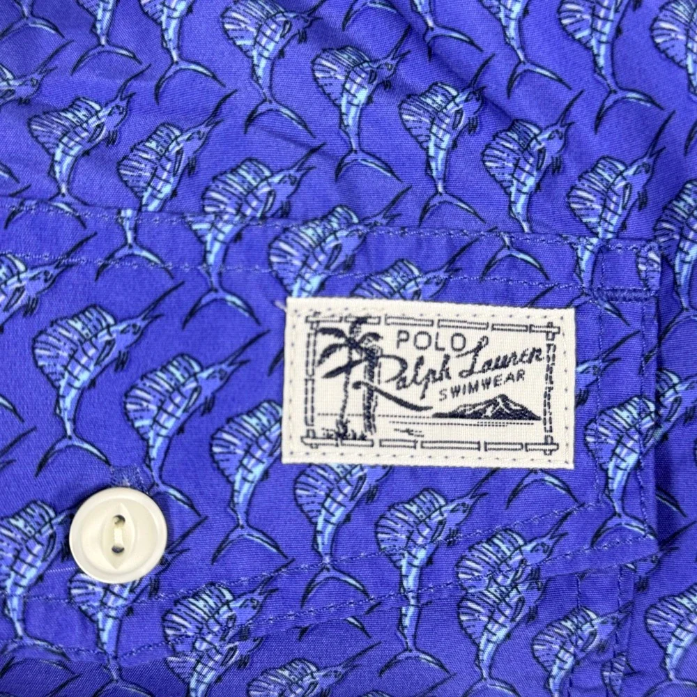 NEW Polo Ralph Lauren Swim Trunks Men 3XLT Blue Marlin Fish All Over Print $110‎